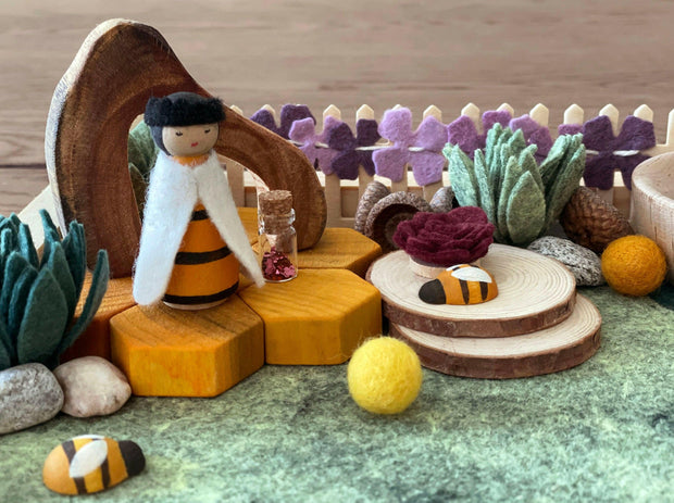 Bees Peg Doll Garden / Nature Inspired Playscape - Studio Ametller