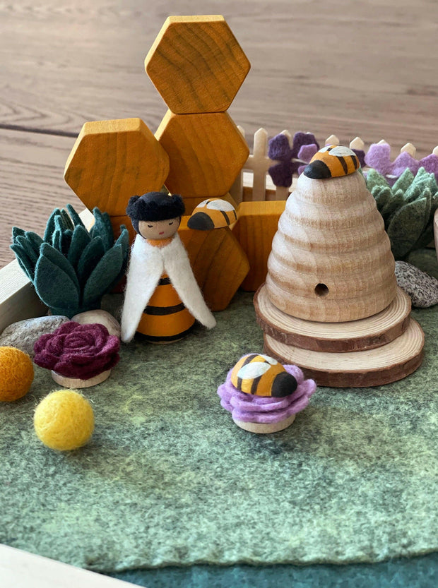 Bees Peg Doll Garden / Nature Inspired Playscape - Studio Ametller