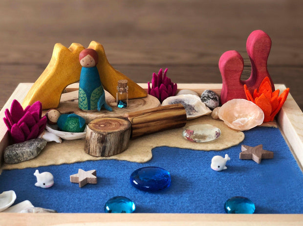 Mermaids Peg Doll Garden / Nature Inspired Playscape - Studio Ametller